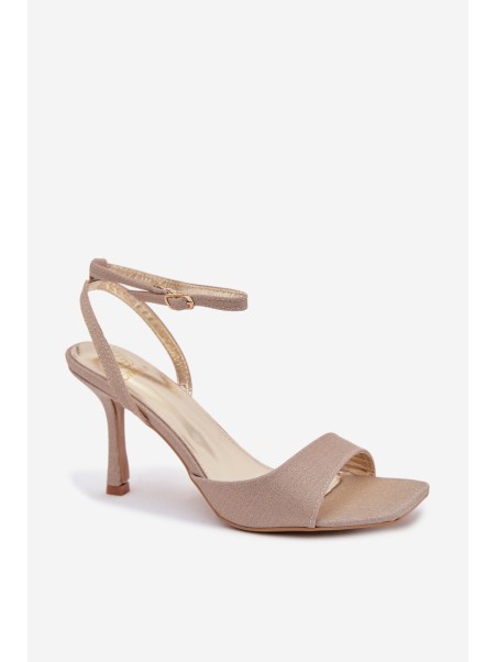 Women's High Heel Glitter Gold Sandals Brisora