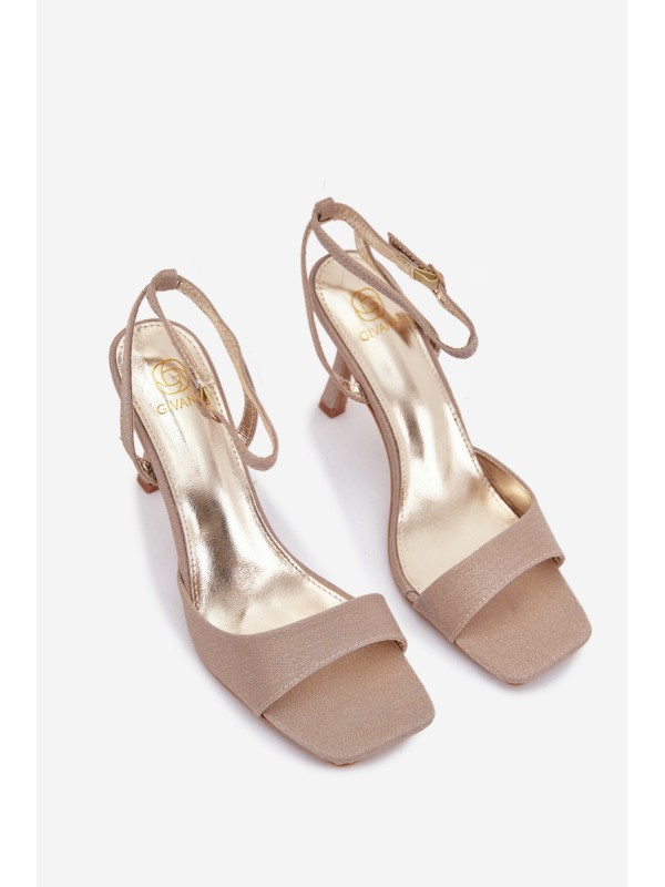 Women's High Heel Glitter Gold Sandals Brisora