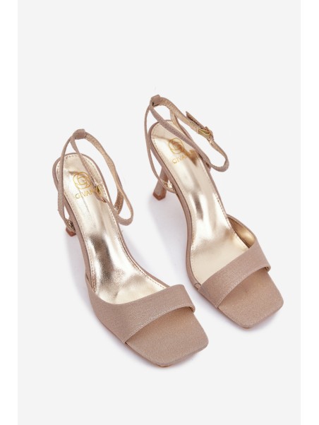 Women's High Heel Glitter Gold Sandals Brisora