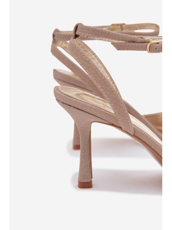 Women's High Heel Glitter Gold Sandals Brisora