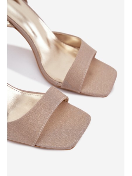 Women's High Heel Glitter Gold Sandals Brisora