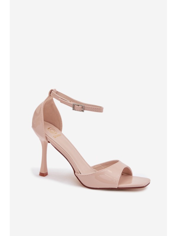 Patent Leather High Heel Sandals Beige Revella