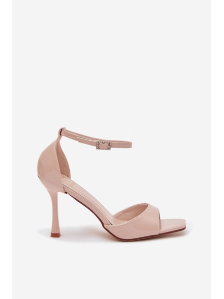 Patent Leather High Heel Sandals Beige Revella