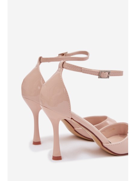 Patent Leather High Heel Sandals Beige Revella