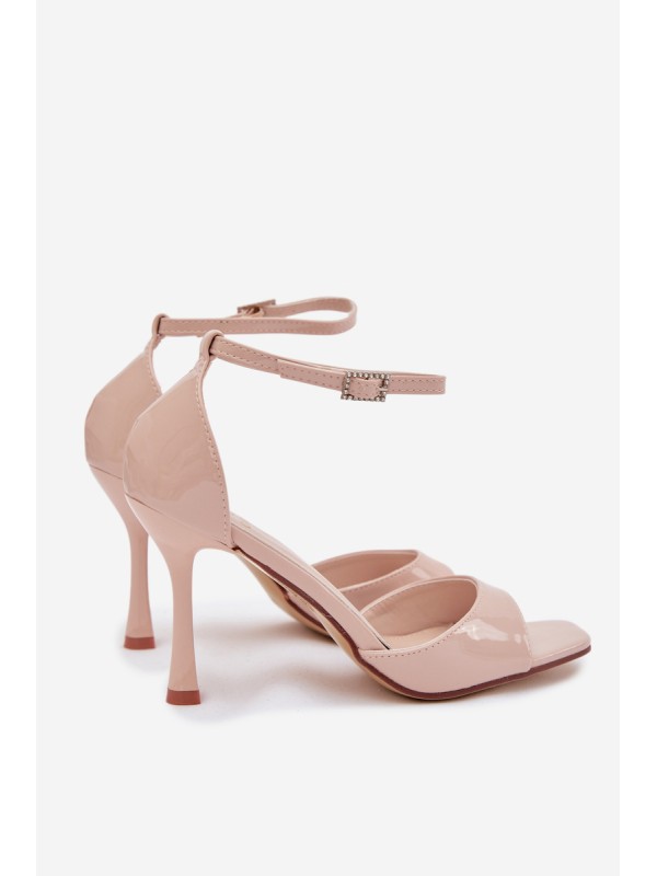 Patent Leather High Heel Sandals Beige Revella