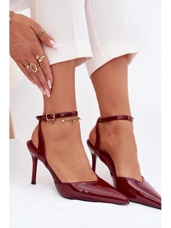 Lacquered high heels with open heel Bordeaux Laretta