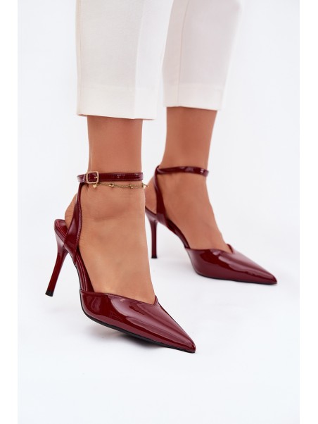 Lacquered high heels with open heel Bordeaux Laretta