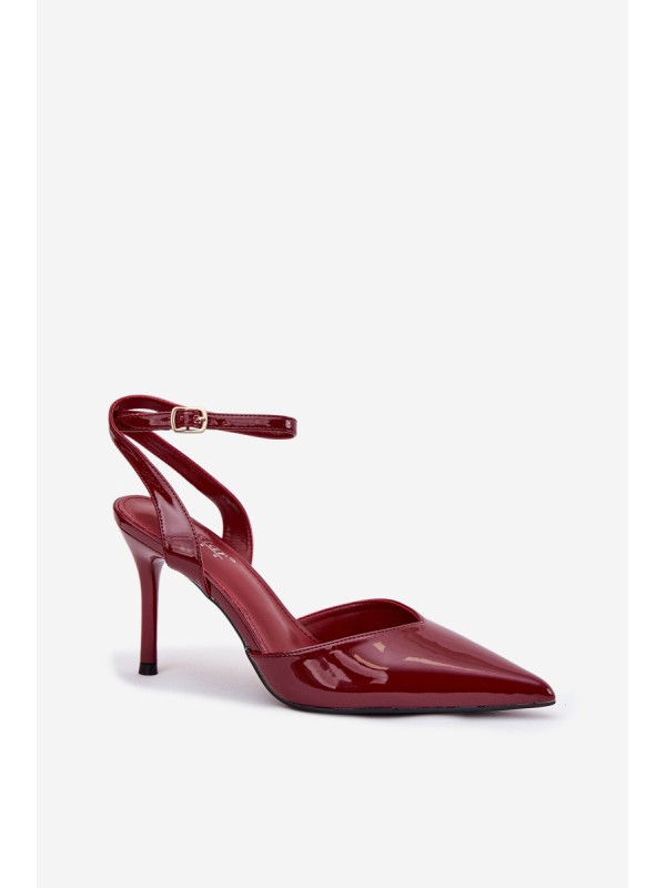 Lacquered high heels with open heel Bordeaux Laretta