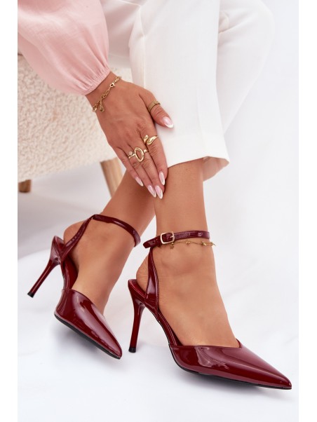 Lacquered high heels with open heel Bordeaux Laretta