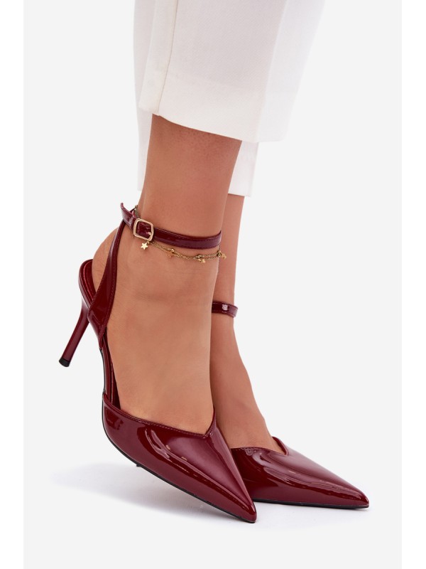 Lacquered high heels with open heel Bordeaux Laretta