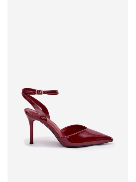 Lacquered high heels with open heel Bordeaux Laretta
