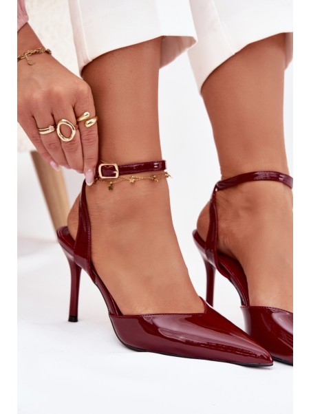 Lacquered high heels with open heel Bordeaux Laretta