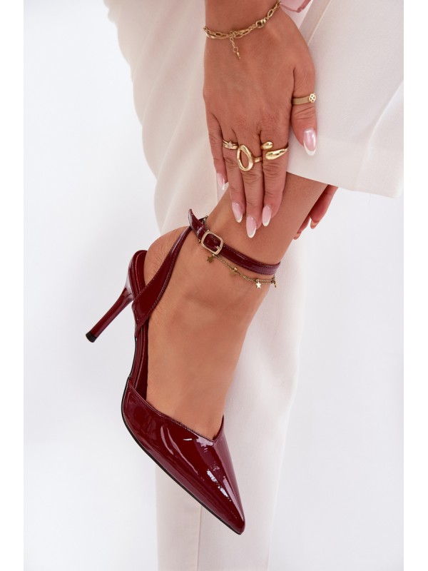 Lacquered high heels with open heel Bordeaux Laretta