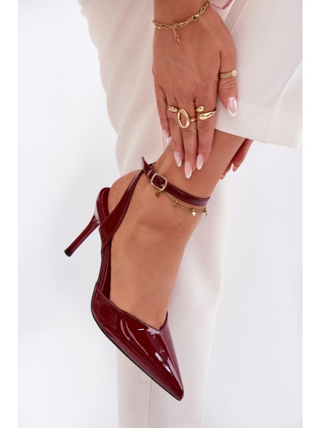 Lacquered high heels with open heel Bordeaux Laretta