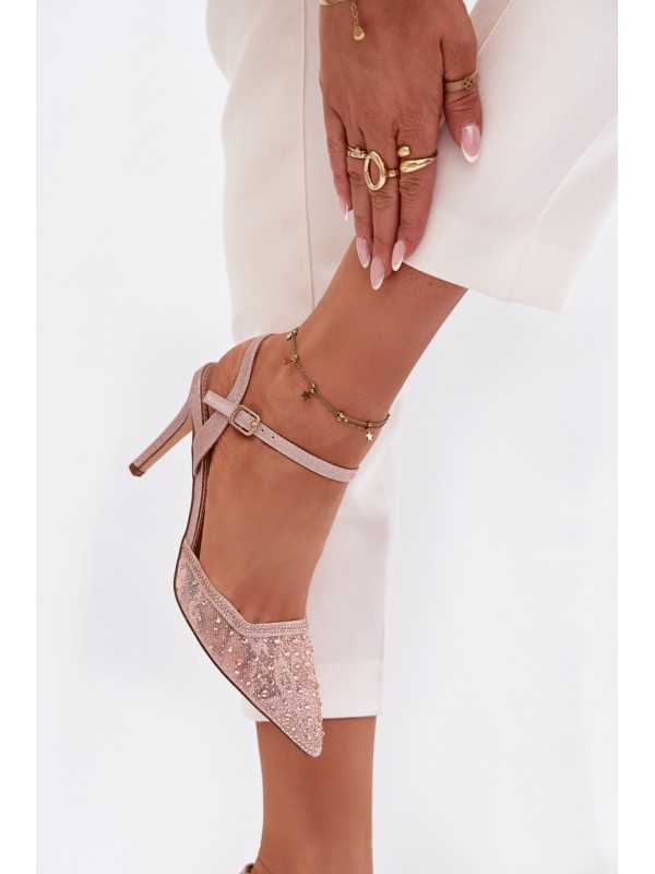 Embellished heels with open heel Champagne Nanadra 2