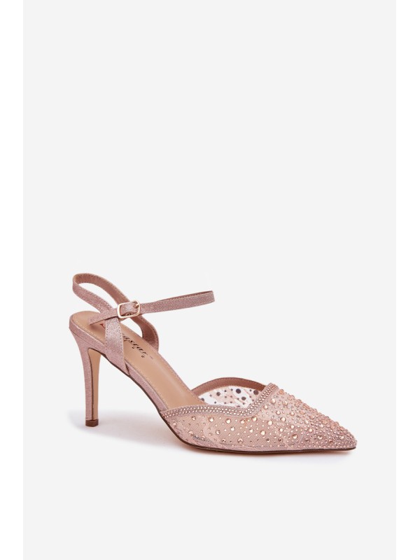 Embellished heels with open heel Champagne Nanadra