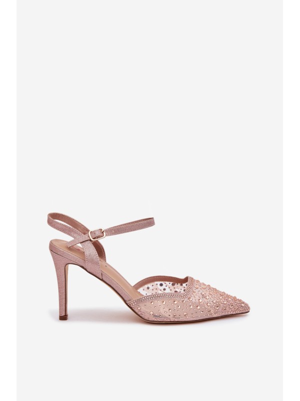 Embellished heels with open heel Champagne Nanadra
