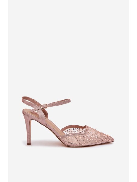 Embellished heels with open heel Champagne Nanadra
