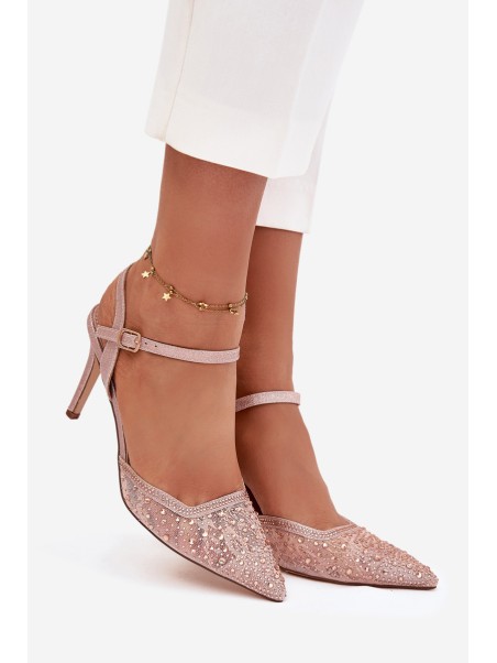 Embellished heels with open heel Champagne Nanadra