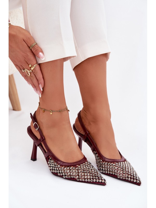 High heels with clips Bordeaux Selinna