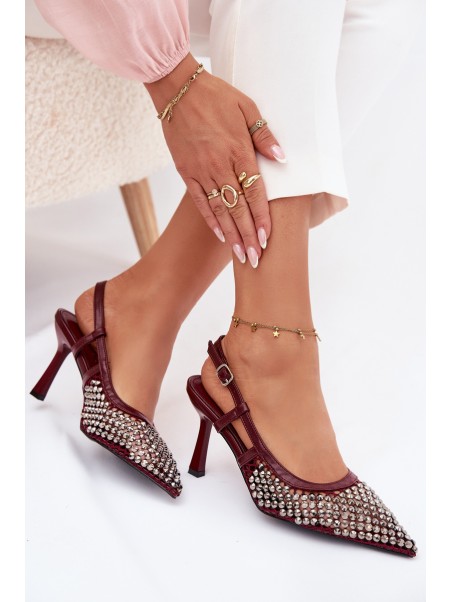 High heels with clips Bordeaux Selinna