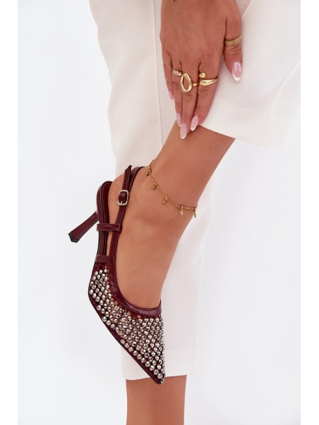 High heels with clips Bordeaux Selinna