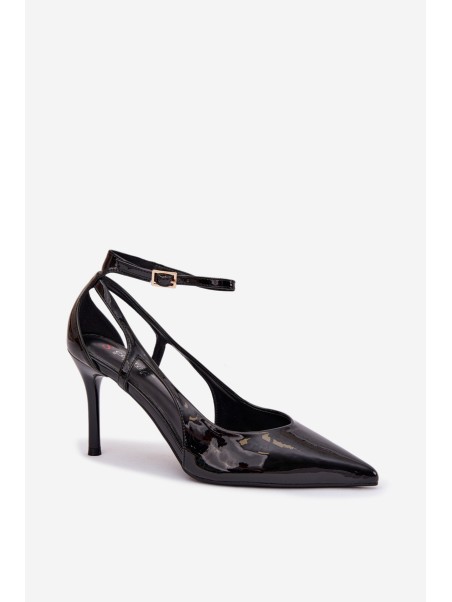 Lakuotos odos aukštakulniai iš eko odos, juodi „Fionnel“