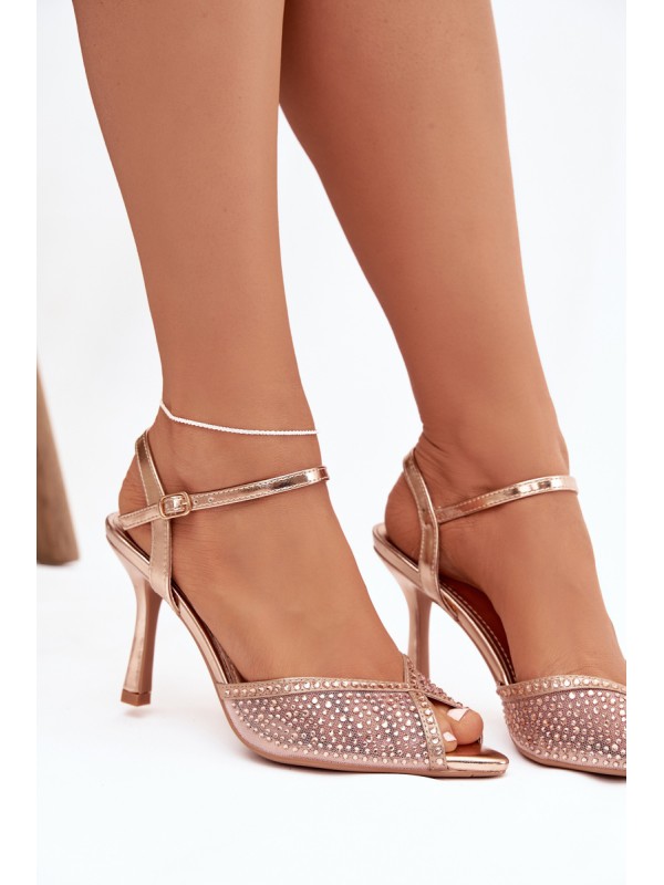 Women's High Heel Sandals with Embellishment Champagne Peloria