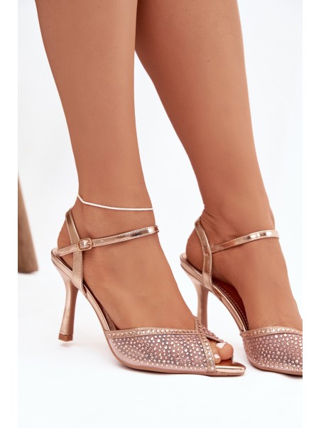 Women's High Heel Sandals with Embellishment Champagne Peloria