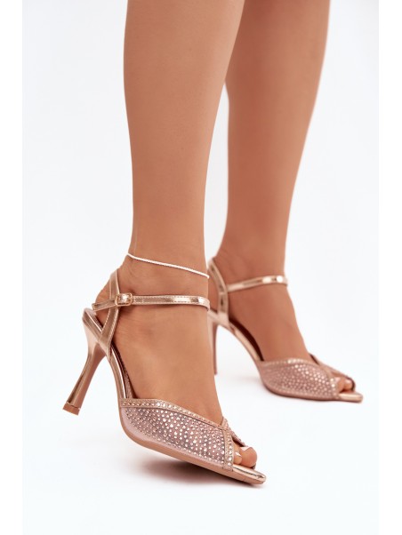 Women's High Heel Sandals with Embellishment Champagne Peloria