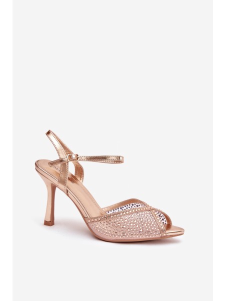 Women's High Heel Sandals with Embellishment Champagne Peloria