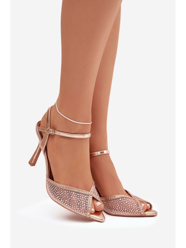 Women's High Heel Sandals with Embellishment Champagne Peloria