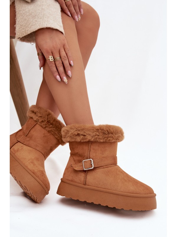 Women's Snow Boots On Platform With Buckle And Fur Camel Jesella 2