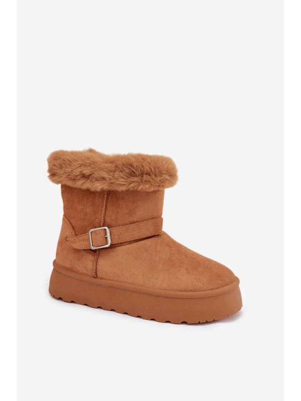 Women's Snow Boots On Platform With Buckle And Fur Camel Jesella