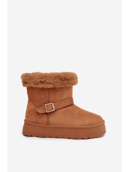 Women's Snow Boots On Platform With Buckle And Fur Camel Jesella