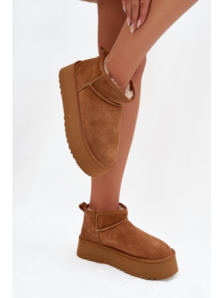 Women's Snow Boots Made of Natural Suede Camel Mairene