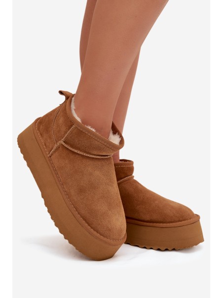 Women's Snow Boots Made of Natural Suede Camel Mairene