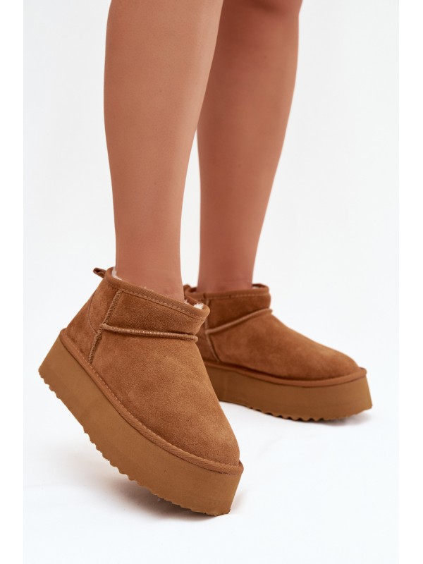 Women's Snow Boots Made of Natural Suede Camel Mairene