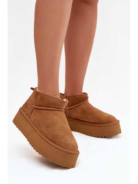 Women's Snow Boots Made of Natural Suede Camel Mairene