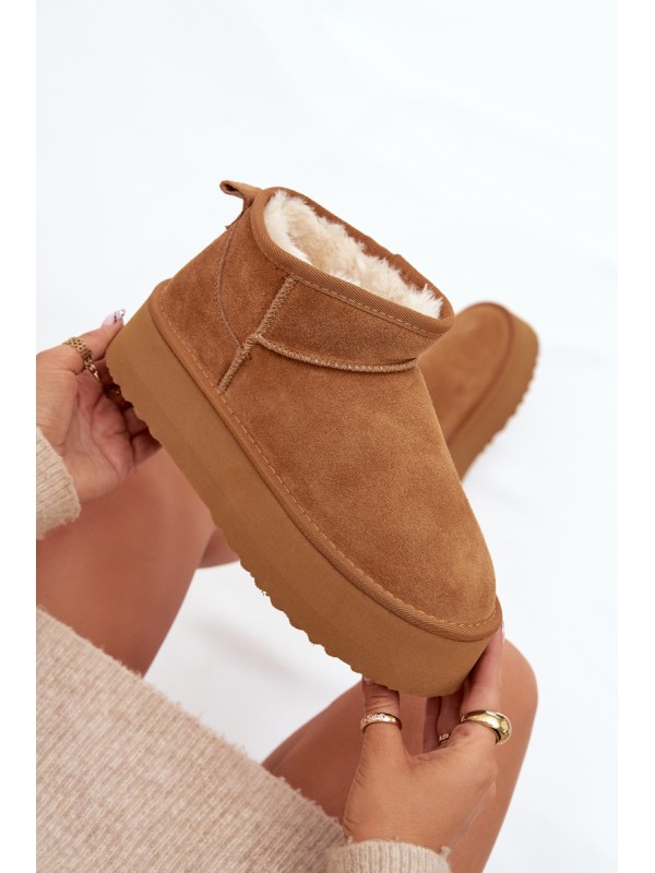 Women's Snow Boots Made of Natural Suede Camel Mairene