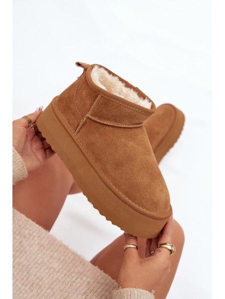 Women's Snow Boots Made of Natural Suede Camel Mairene