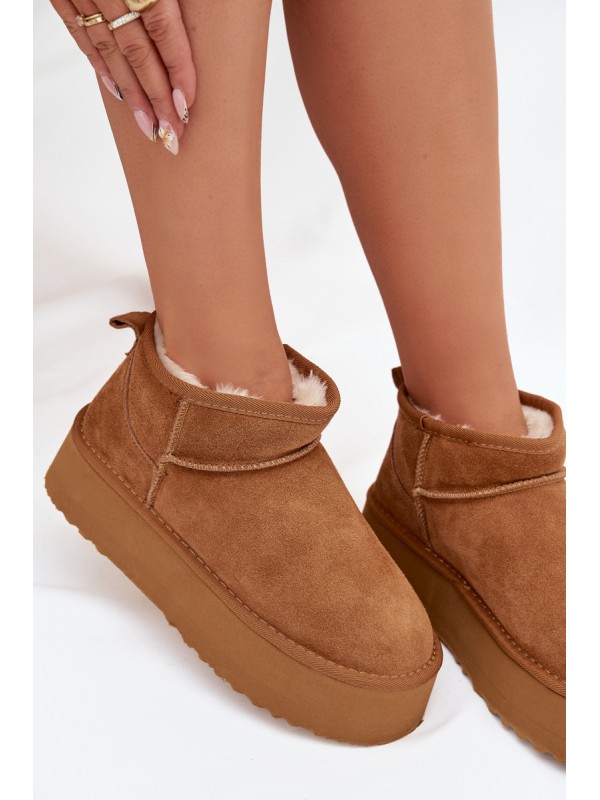 Women's Snow Boots Made of Natural Suede Camel Mairene