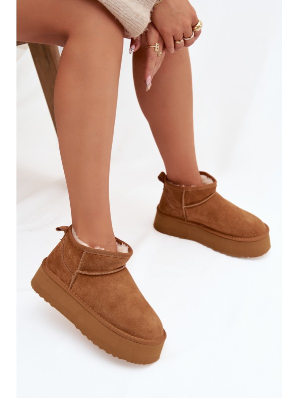 Women's Snow Boots Made of Natural Suede Camel Mairene
