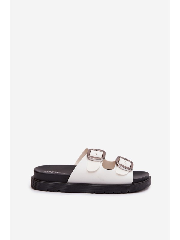 Women's slippers with clips on platform white Elamas