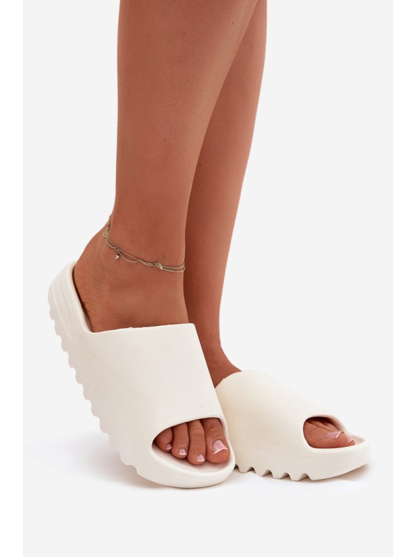 Women's Slides on Platform Ecru Olyria