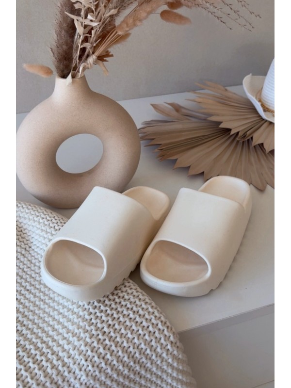 Women's Slides on Platform Ecru Olyria