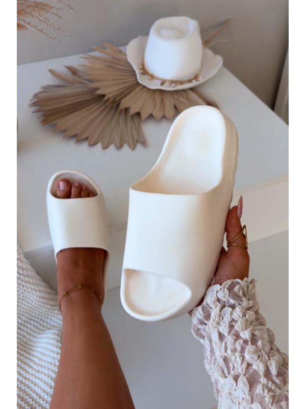 Women's Slides on Platform Ecru Olyria