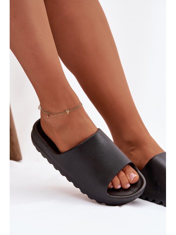 Women's Platform Slides Black Olyria