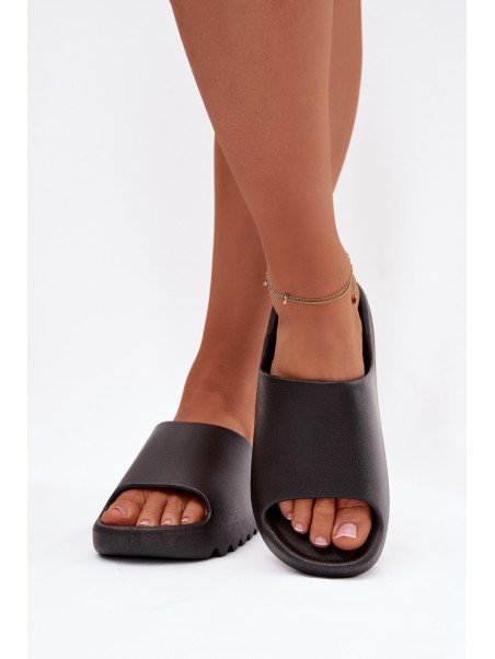 Women's Platform Slides Black Olyria
