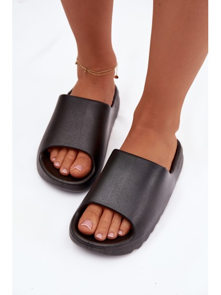 Women's Platform Slides Black Olyria